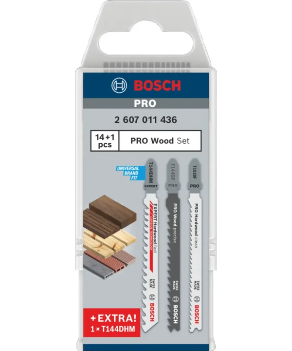 Bosch PRO 15-dijelni set listova za ubodnu pilu za drvo s karbidnim T144DHM.