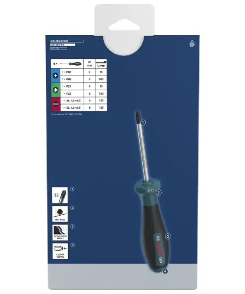 BOSCH PRO 6-dijelni set odvijača PH, PZ i SL