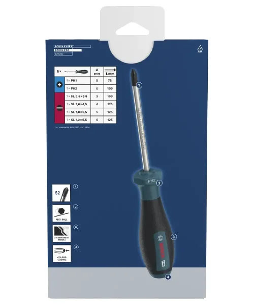 BOSCH PRO 6-dijelni set odvijača PH i SL