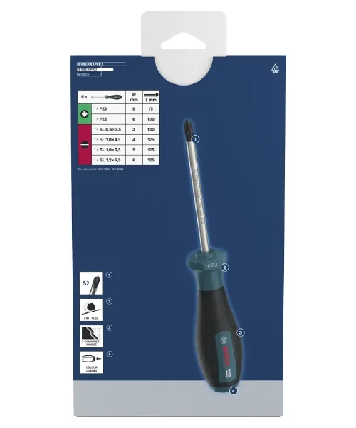 BOSCH PRO 6-dijelni set odvijača PZ i SL
