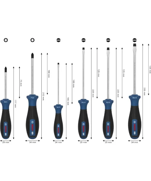 BOSCH PRO 6-dijelni set odvijača PZ i SL