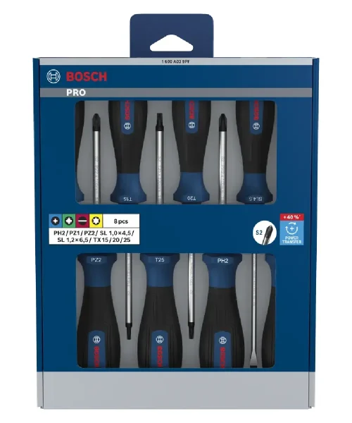 BOSCH PRO 8-dijelni set odvijača PH, PZ, SL i TX