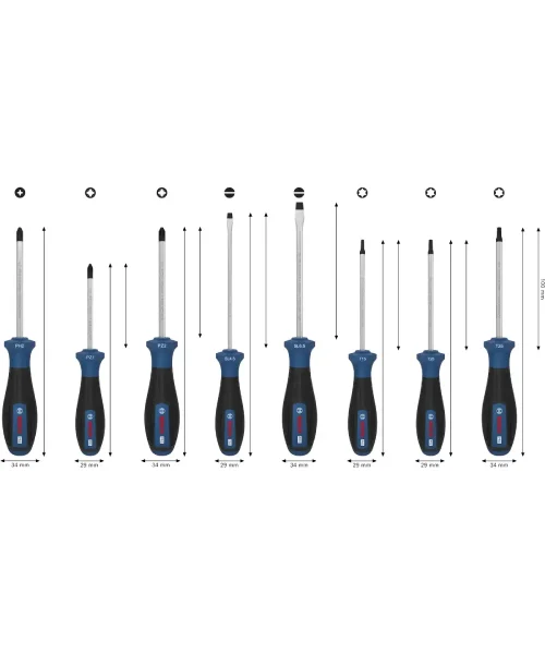 BOSCH PRO 8-dijelni set odvijača PH, PZ, SL i TX