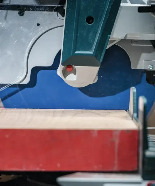 Detalj pilane za drvo Bosch EXPERT Wood s crvenom i plavom bojom.