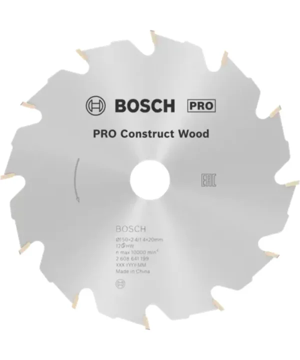 Kružna pila disk Bosch PRO Construct Wood za građevinsko drvo, 150-235 mm, za profesionalnu upotrebu.