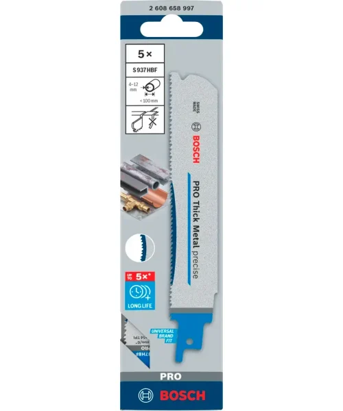 BOSCH list za sabljastu pilu za metal, 150 mm, 5 komada, PRO S937HBF model.