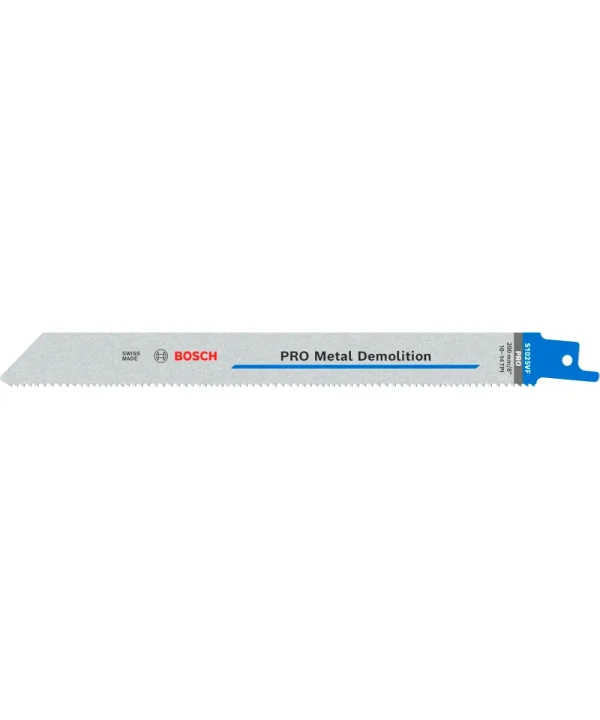 Bosch PRO Metal Demolition sablja za metal 200 mm siva s plavim držačem.