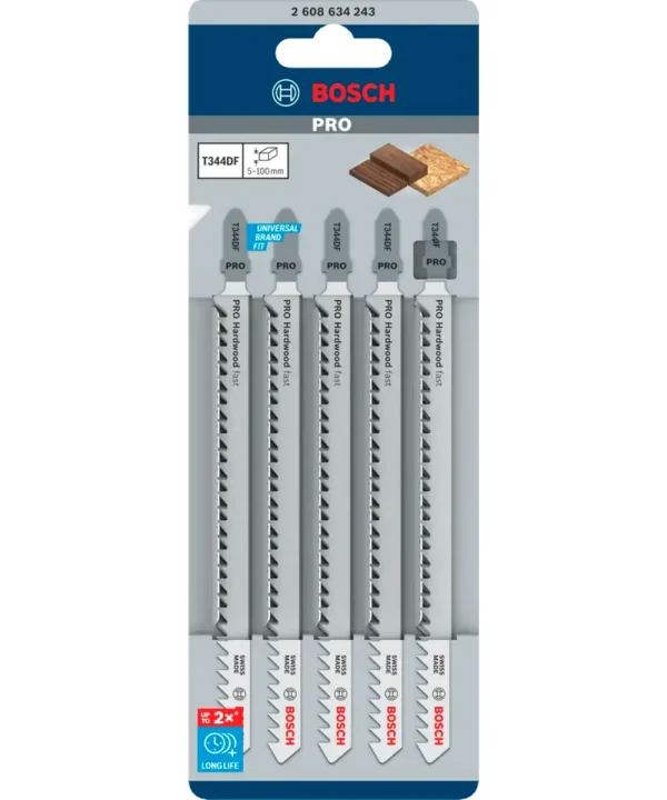Bosch PRO T344DF listovi za ubodnu pilu za deblo drvo, 152 mm, set od 5 komada.