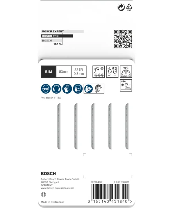 Niz od 5 BIM ubodnih pila za tanki inox lim, Bosch Pro.