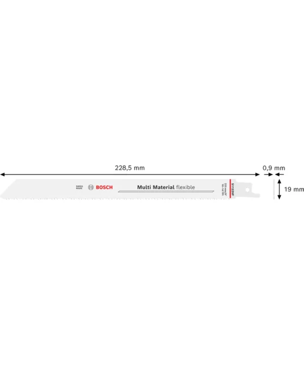 Bosch sabljasta pila Multi Material 225 mm opisna oznaka S1122VF.