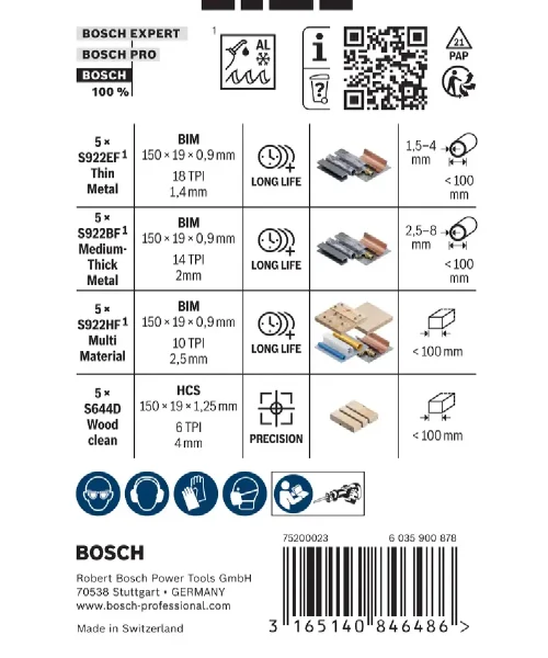 BOSCH 20-dijelni set kratkih listova za sabljastu pilu za metal i drvo