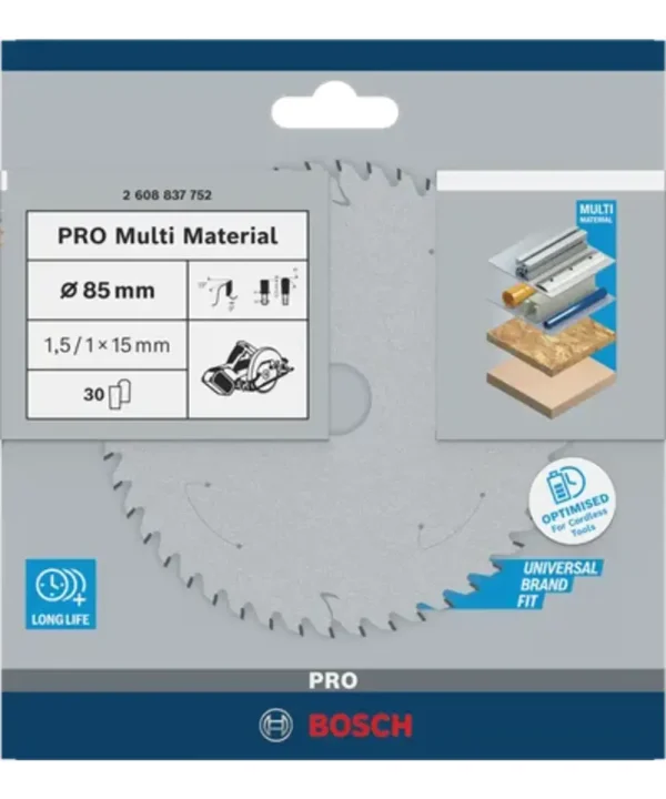 Bosch PRO Multi Material kružna pila disk 85mm 30 zuba za različite materijale.