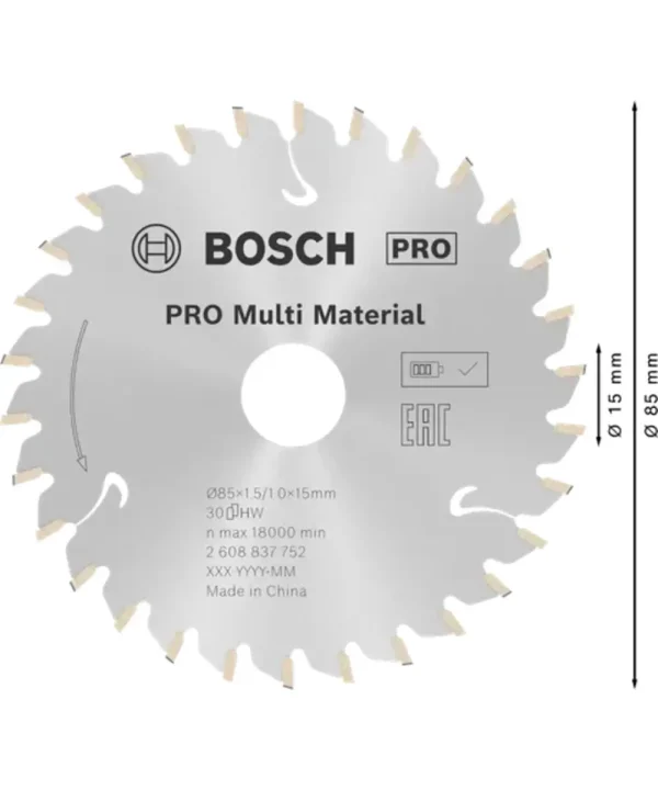 Kružna pila disk BOSCH PRO Multi Material 85x15 mm 30 zuba za aku kružne pile.