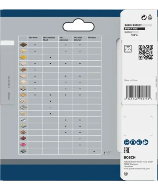 Set od BOSCH PRO kružnih pila za različite materijale, prikaz na pakiranju.