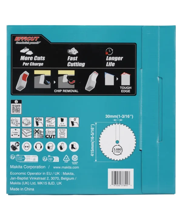 EFFICUT list za kružnu pilu MAKITA, 415 x 30 mm, 90 zubi, za sendvič panele, dugotrajna oštrica.